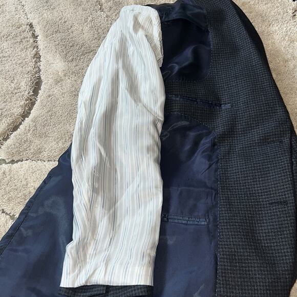 Pronto Uomo Platinum Mens Wool CLASSIC FIT CHECK TWO BUTTON WOOL SPORTCOAT- 44R - Picture 12 of 12